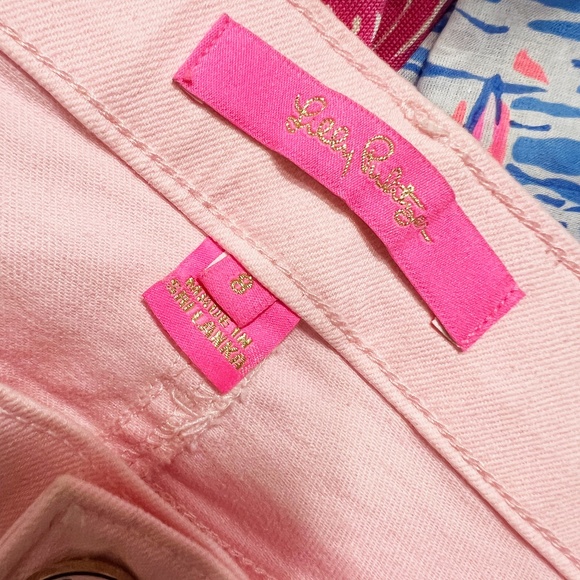 Lilly Pulitzer South Ocean Cotton Stretch Straight Leg Crop Gold Polka Dot Jeans - Picture 2 of 4